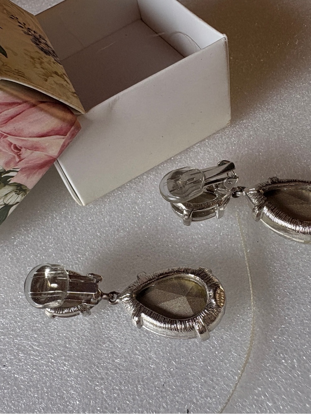 Silver Teardrop Clip-On Earrings